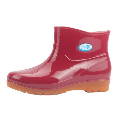 

Tepsmf Rain Womens Winter Boots Leisure Women s Low-Heeled Round Toe Shoes Waterproof Middle Tube Rain Boots