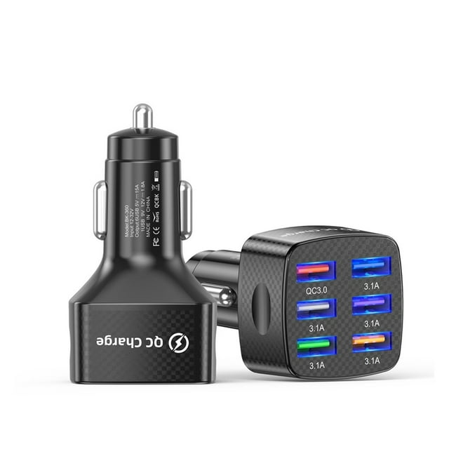75W Car Charger Quick Charge 3.0 6 Ports USB Charger For Portable Mobile Phone Charger,Charger Adapter ,Multi-Device Charger