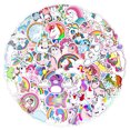 thumbnail image 2 of Paquete de pegatinas con bonito unicornio, 50 unidades, coloridos dibujos animados con arcoíris, 2 of 2