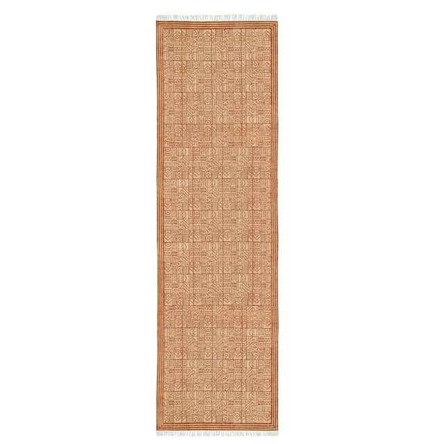 Casavani Orange Entrance Rug Indian Handmade Cotton Durries Kitchen Rug 2x3 feet