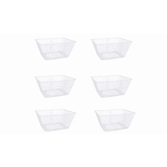 White Rectangle Wire Basket 6 Pack - Versatile Metal Wire Baskets Centerpieces Floral Arrangements Decor Gifts Storage Crafts Classroom School Office Garden