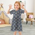 thumbnail image 3 of FORMRS Girls Short Sleeve Dress Summer Casual Round Neck A-line Beach Sundress, Sizes 2T-8T, Elegance Art Pattern, 3 of 8