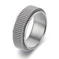 thumbnail image 5 of Fashionable Men's Stainless Steel Rotating Ring - 8mm Silver Chain Braided Mesh Design, Trendy Men's Ring Jewelry,Black-Size 7, 5 of 10