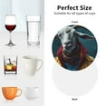 thumbnail image 6 of Picia Surrealist Goat Printed Leather Coasters for Drinks, 4" Drink Coasters Set of 4 for Tabletop Protection, Handmade Luxurious Home Décor and Housewarming Gift -Round Shape, 6 of 6