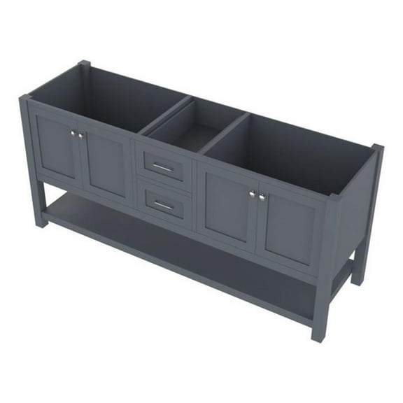 Alya Bath Wilmington 71"W Wood Double Vanity with No Top in Gray