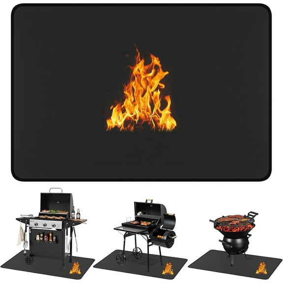 Under Grill Mat for Outdoor Grill, Double-Sided Fireproof Deck and Patio Protector Mat, Indoor Fireplace/Fire Pit Mat, Oil-Proof Waterproof BBQ Protector Mat