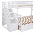 thumbnail image 6 of L Shaped Triple Bunk Beds with Storage, Twin-Twin over Full Bunk Bed with Desk, Wardrobe, Storage Staircase and 3 Drawers, Wooden Bed Frame with Safety Guardrails & Slats Support, White, 6 of 9