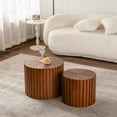 thumbnail image 5 of Tcbosik Nesting Coffee Tables Set of 2, 18.9" Round Coffee Table, Small Side Table, Modern Accent Tea Table for Living Room, Walnut, 5 of 8