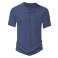thumbnail image 3 of Krdevn Men's Casual T Shirts Short Sleeve Solid Color Button Up Tee for Daily Wear Outdoor Activities Summer Comfortable Top,3XL, 3 of 3