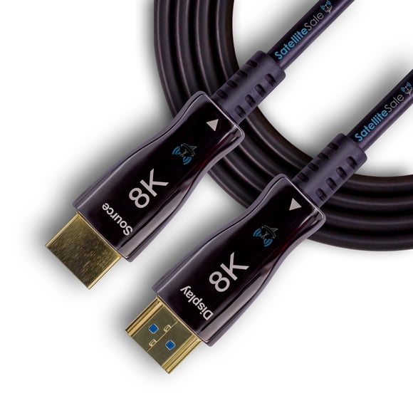 SatelliteSale Digital Fiber Optic 8K HDMI 2.1 Male Cable Universal Wire PVC Black Cord 330 feet