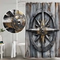 thumbnail image 4 of Vintage Coastal Shower Curtain Set - Extra Long 72" x 96" Washable Bathtub Curtain with 12 Hooks, Compass Nautical Summer Beach Waterproof Fabric Stall Shower Curtains for Bathroom/Bathtub Décor, 4 of 6