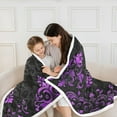 thumbnail image 5 of Manfei Victorian Damask Sherpa Blanket 50x60, Vintage Baroque Floral Fuzzy Blanket Throw, Black Purple Flannel Blanket, Breathable Bedroom Decor, 5 of 8