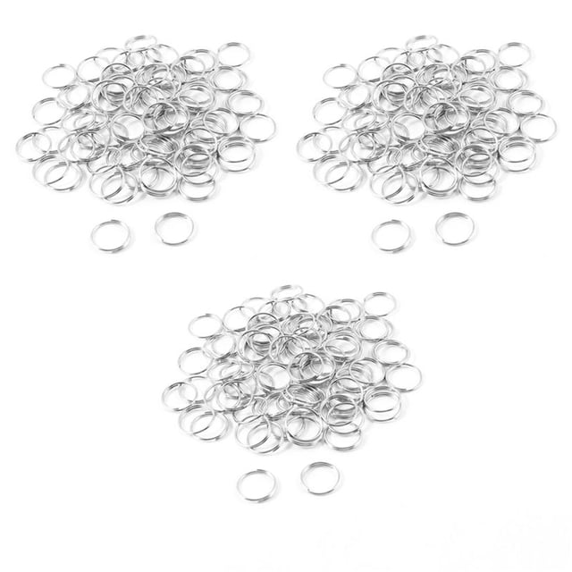 10mm Dia Silver Tone Metal Split Loop Key Rings Holders Replacement 240 Pcs,240 x Split Key Ring,Silver