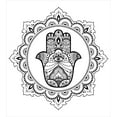 thumbnail image 3 of Hamsa Duvet Cover Set, Ornamental Style in Round Mandala Oriental Floral Details Illustration, Decorative 3 Piece Bedding Set with 2 Pillow Shams, Calking Size, White Black, by Ambesonne, 3 of 3