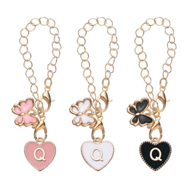 Uxcell 3 piezas de accesorios de encanto de letras para taza de tumbler, encanto de botella de agua en forma de corazón (letra Q)