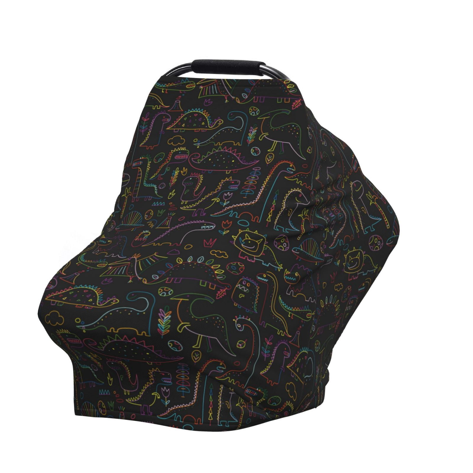 Fotbe Doodle Dinosaur Pattern Car Seat Covers for Babies, Nursing Breastfeeding Cover Infant Carseat Canopy, Soft Stretchy Carrier Cover
