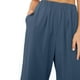 thumbnail image 4 of Pantalones de pierna ancha para mujer, elásticos, de cintura alta, holgados, de Color puro, informales, con bolsillos, para primavera y verano, 4 of 6