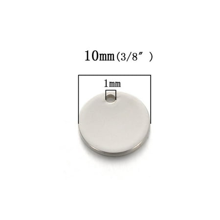 - 50pcs Stainless Steel Round Stamping Pendant Blanks Charms Findings 10mm Dia