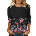 thumbnail image 2 of Hauts à Manches 3/4 pour Femmes, Mode Imprimée de Pâques, T-shirt Ample Mi-Longue, Blouse à Manches 3/4, Col Rond, Décontracté, Été 2023, en Solde, 2 of 5