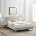 thumbnail image 2 of Platform Bed Frame, Twin Size, Velvet, Light Grey Gray, Modern Contemporary Urban Design, Bedroom Master Guest Suite, 2 of 10