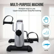 Mini Exercise Bike, Under Desk Bike Pedal Exerciser porable Foot Cycle Arm & Leg Peddler Machine with LCD Screen Displays,Silver