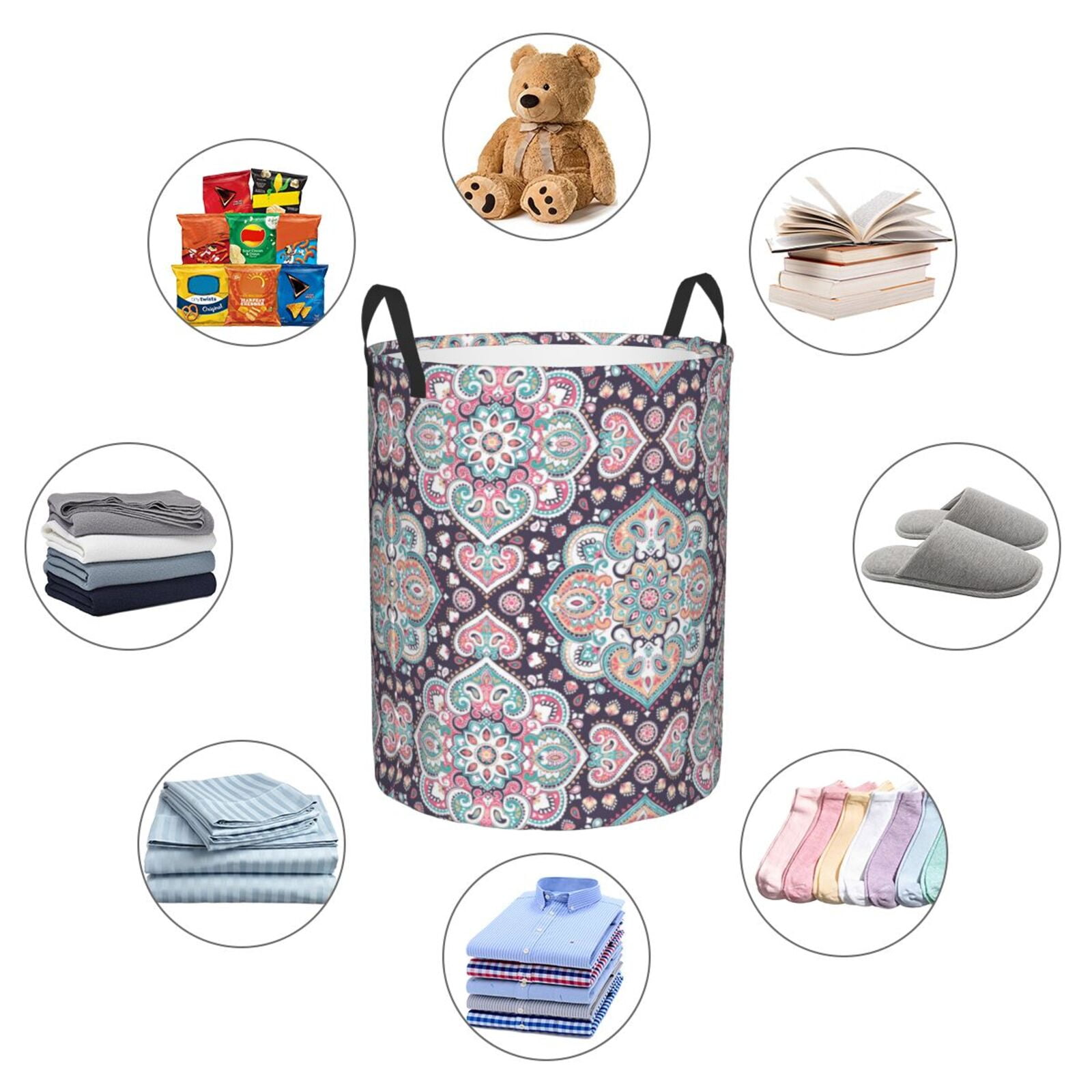 Large Laundry Basket with Handles - Paisley Pattern No.9036 Kids Baby Dirty Clothes Laundry Hamper for Bedroom Aesthetic