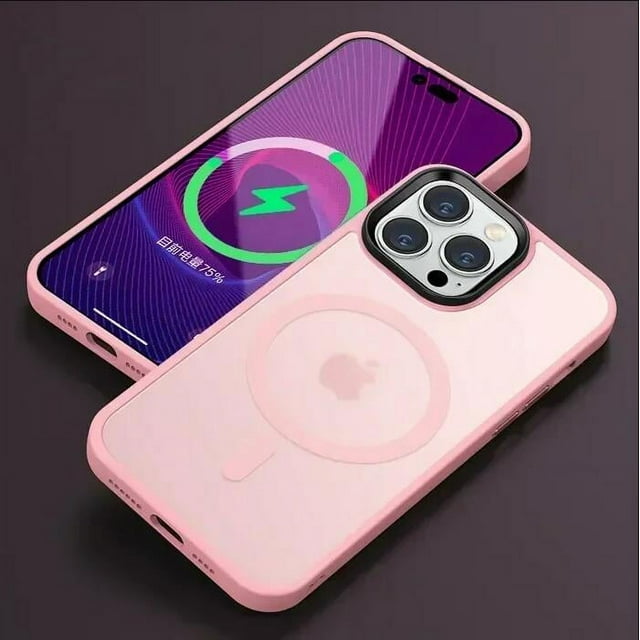 Matte Translucent Frosted Phone Case For IPhone 16 15 14 13 12 11 Pro Max Plus Magnetic Case For Magsafe Wireless Charging Cover Pink For iphone16Plus