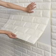 thumbnail image 6 of DODOING 3D Brick Wallpaper White Stickers Self-adhesive Faux Brick Removable Wallpaper Peel and Stick 3D Wall Panels for TV Walls Sofa Background Wall Decor, 23.6in x 23.6in, 6 of 8