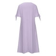 thumbnail image 5 of Sakmal Spring Dresses Maxi Purple Shirt Dress V Neck Solid Short Sleeve Dresses with Pockets, 5 of 6