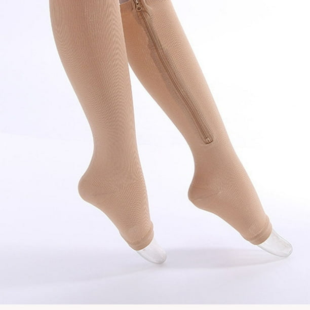 2 pair Zipper Pressure Compression Socks Support Stockings Leg Helps