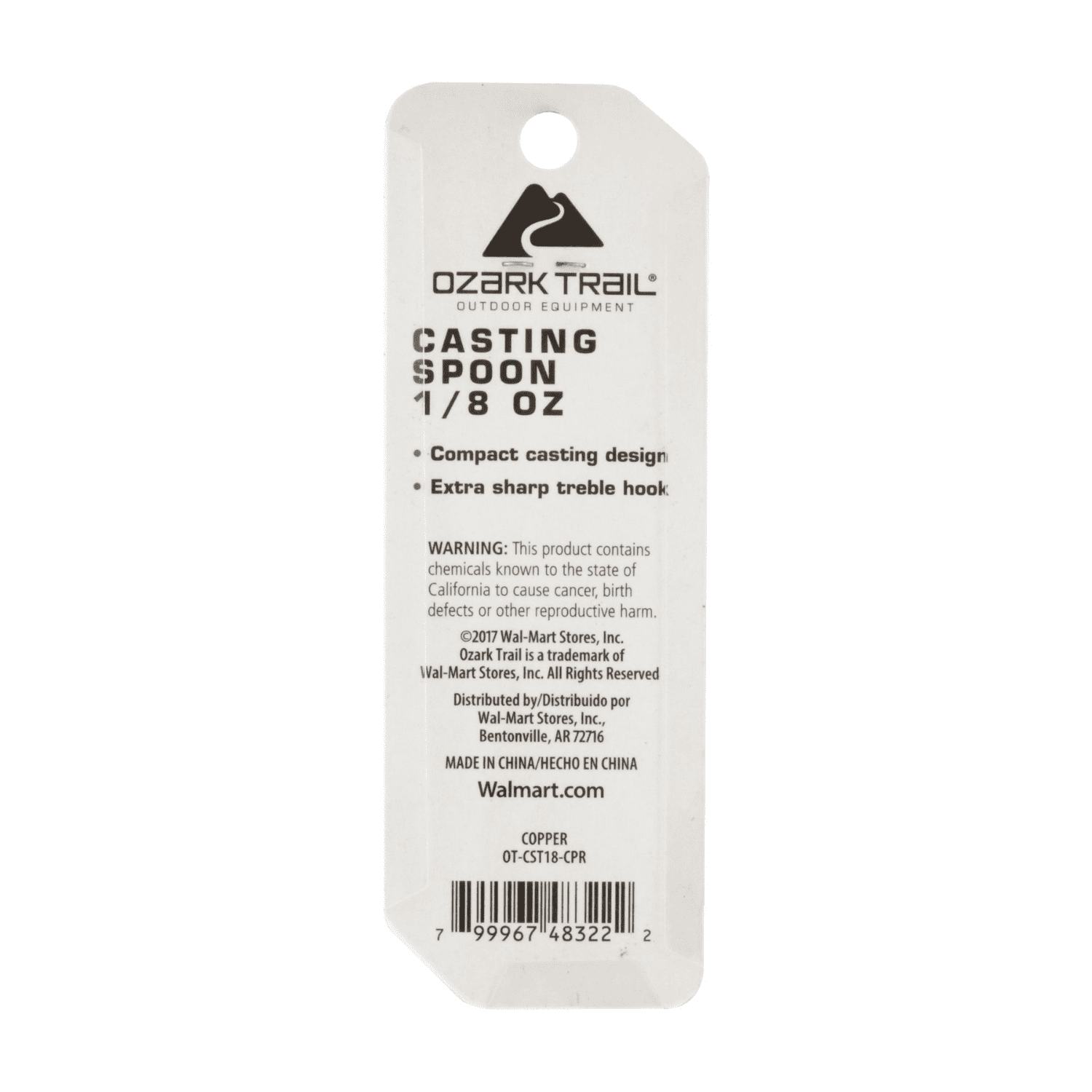(3 pack) Ozark Trail Casting Spoon Fishing Lure 1/8 oz. – Copper