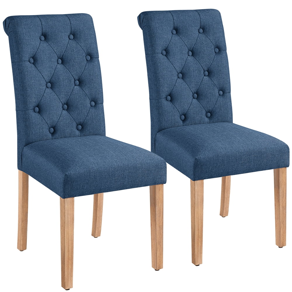 FullFurnique Upholstered Padded Dining Chairs with Adjustable Foot Pads, Set of 2, Blue