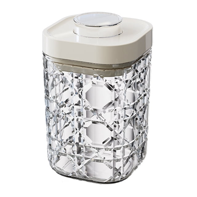 Tarro hermético vintage de plástico transparente con tapa abatible, apilable, con apertura de un botón, organizador de cocina para cereales, harina de arroz, pasta y aperitivos.
