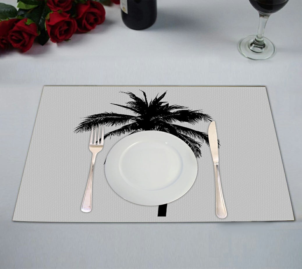 ABPHQTO Coconut Tree Palm Tree Table Placemat Food Mat 12x18 Inch,Pack
