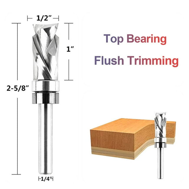 Spiral Flush Trim Router Bit 1/4In Handle Engraving Woodworking Milling Cutters 1/4*1/2*1
