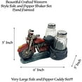 thumbnail image 2 of Urbalabs Western Route 66 Motorcycle Biker Chopper And Saddle Bags Cowboy Salt and Pepper Shaker Caddy Kitchen Bar Farmhouse Dinner Table Kitchen Ranch Decorations Rustic Cowboy Decor, 2 of 7