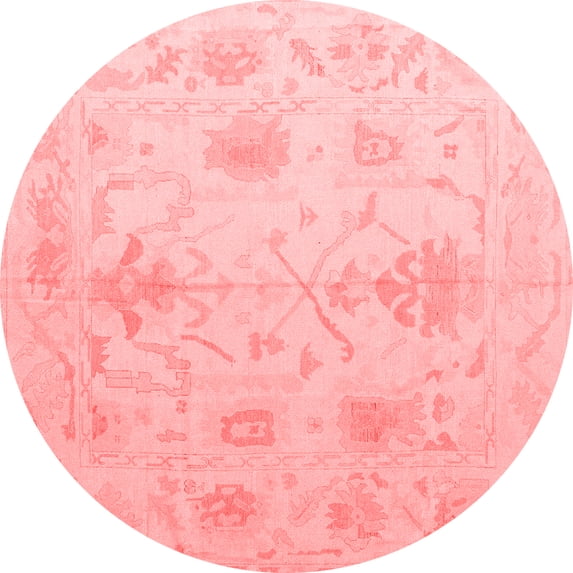 Ahgly Company Machine Washable Indoor Round Oriental Red Traditional Area Rugs, 7' Round