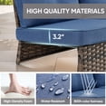 thumbnail image 4 of Opohoro 6-Person Outdoor Wicker Patio Sectional Sofa with Blue Cushions, Brown PE Rattan Modular Sectional, 90.3'' L, 4 of 8