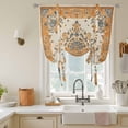 thumbnail image 3 of Vintage Tie Up Curtain 45 Inches Long, Boho Floral Vintage Ethnic Distress Traditional Style Balloon Style Kitchen Window Curtain Over Sink, Small Window Rod Pocket Curtain 52"x45", 3 of 9