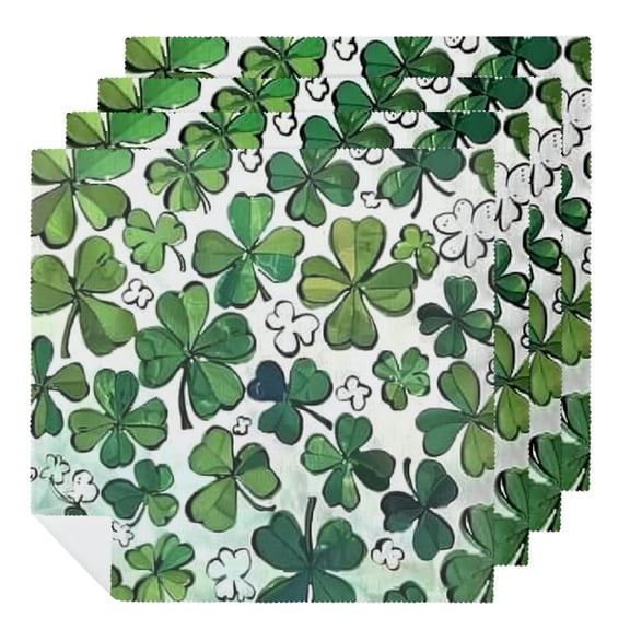 PHYHOO Watercolor and Ink Shamrocks Cloth Napkins Soft Polyester Dinner Square Napkin for Family Restaurant Weddings Parties 2 PCS