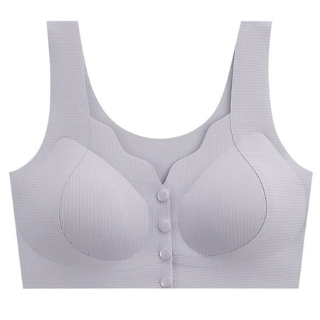 Bigersell Strappy Sports Bra Discouts Women s Fashion Front Buckle Seamless Thin Style Without Underwire Bra Style Bra Balconette Bra Style F-977 Purples XL