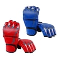 thumbnail image 4 of QualitChoice 2 Paires Gants Mma Gants Demi-Doigts Boxe pour Entraînement Sanda Sac de Frappe Rouge et Bleu Rouge et Bleu G, 4 of 4