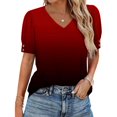 thumbnail image 2 of beishanbush Hot Sales Saving $10 Cute T Shirts Women's Blouse,V Neck Short Sleeve Button Loose Fit Casual Summer Top Under $10, 2 of 7