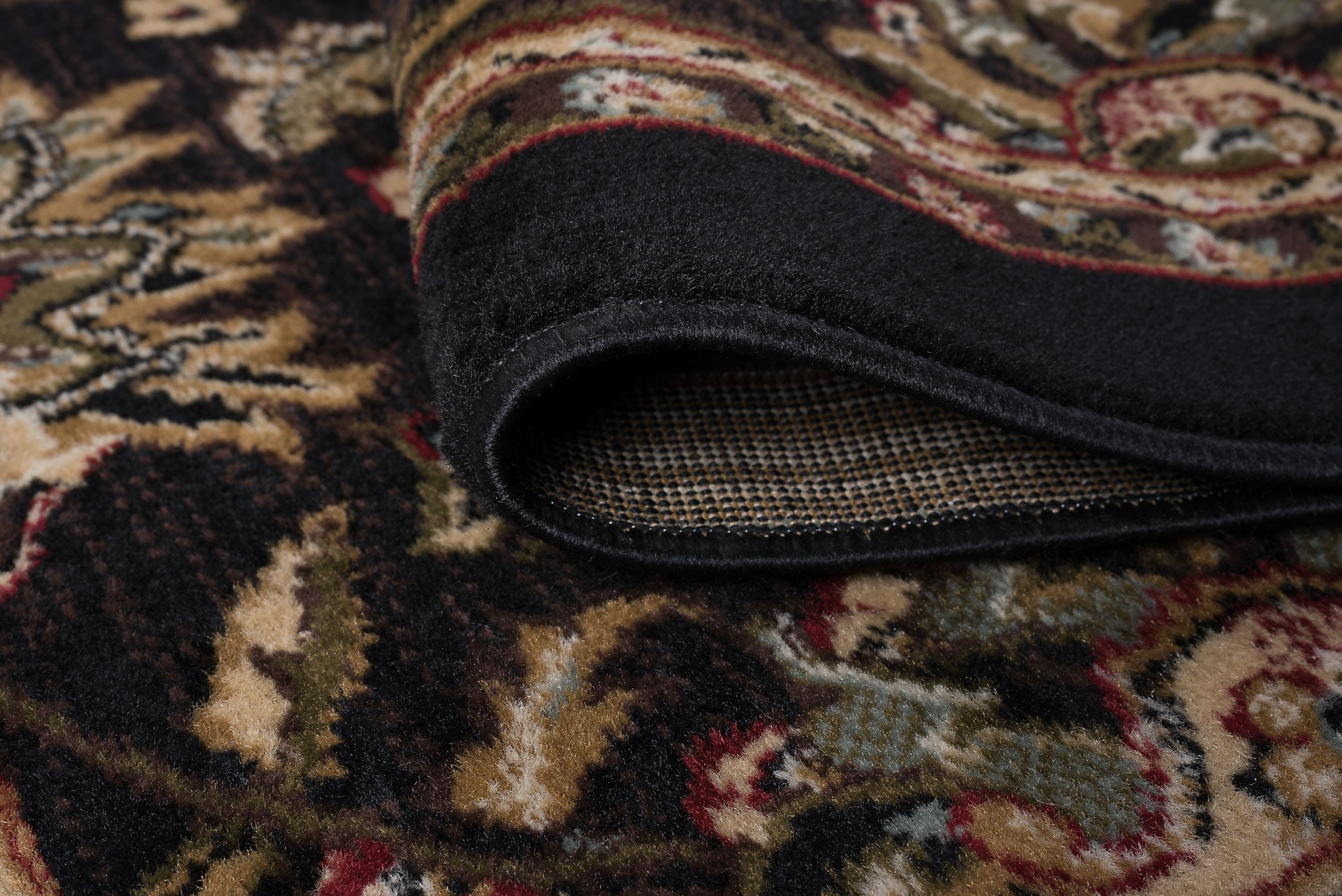 Transitional 5x7 Area Rug (5' x 7') Oriental Black, Brown Living Room Easy to Clean