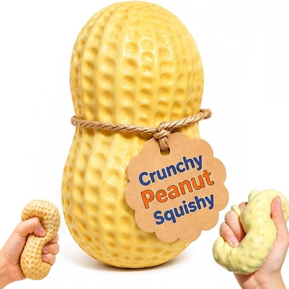 Jumbo Peanut Squishy , 3.54-Inch Realistic Slow Rising Squeeze Peanut Sensory , Food Shape Stress Ball Food Fidget Toy for Stress Relief & Anxiety Relaxation .