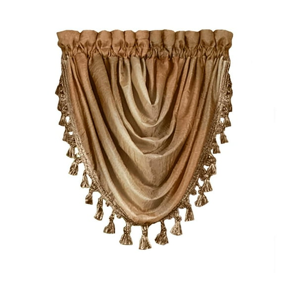 Woven Trends Valances for Windows, Ombre Curtains Modern Semi-Sheer Valance, Luxurious Window Treatment for Livingroom, Bedroom and Kitchen, 46" x 42" Single Waterfall Valance, Sand