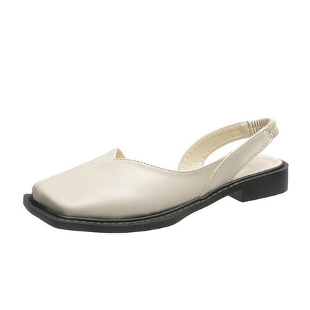 CHOII 50% Clearance Women s Square Toe Slight Wedge Slippers Comfortable Women s Orthopedic Sandals Shoes Women s Shoes Sandals Ankle Strap Sandals Comfort Sandals White/6.5