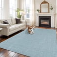 thumbnail image 3 of Vintage Haze Blue Large Area Rugs for Bedroom Living Room, Soft Non Slip Carpet Bedside Rug, Farmhouse Retro Solid Color Linen Texture Rectangular Floor Cover Kitchen Accent Rug 8'x10' for Office, 3 of 9