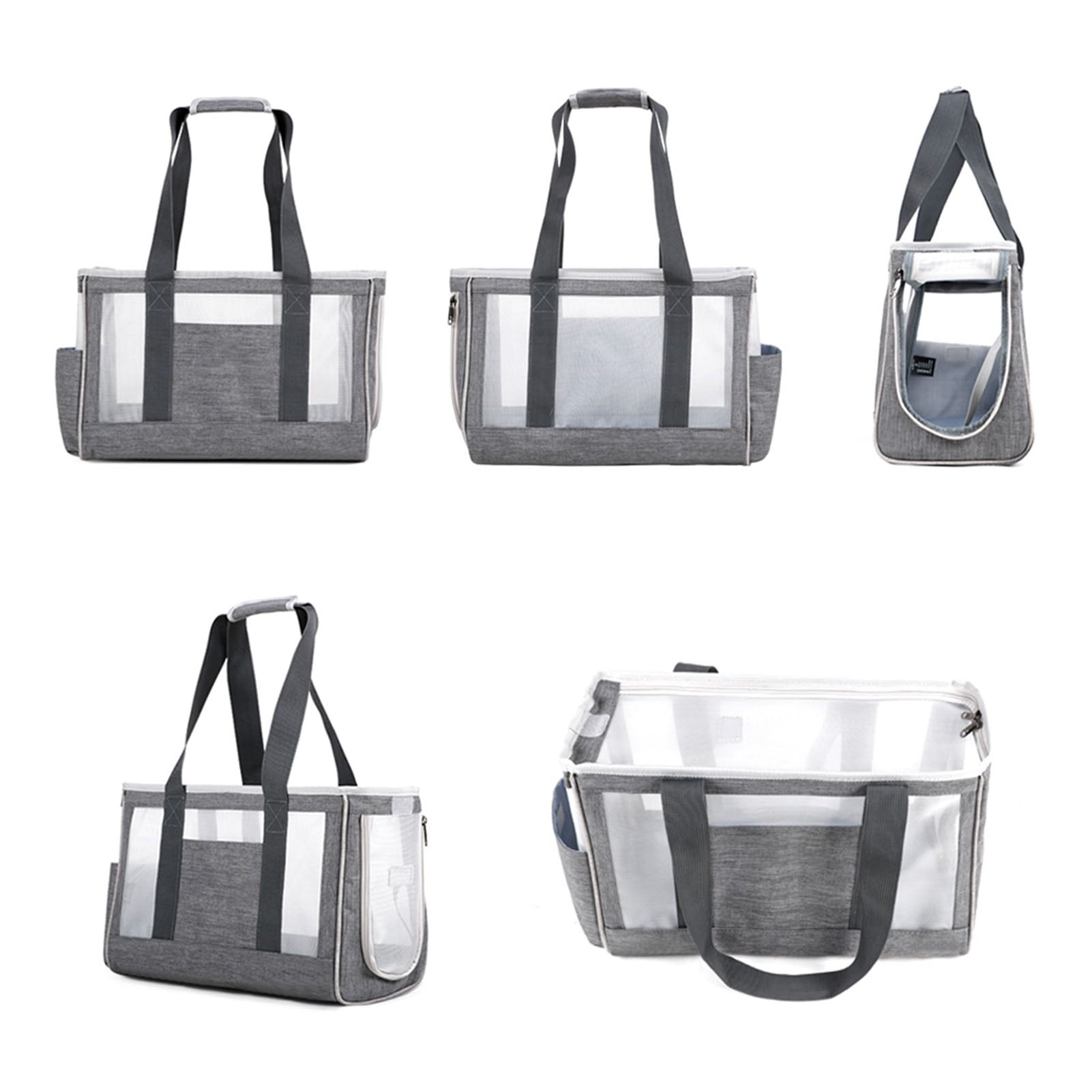 YAHHU Portable Soft-Sided Pet Carrier Backpack Travel Handbag for Cats Dogs, Breathable Mesh Medium Size (Gray) - 17.7 inches / 45 cm