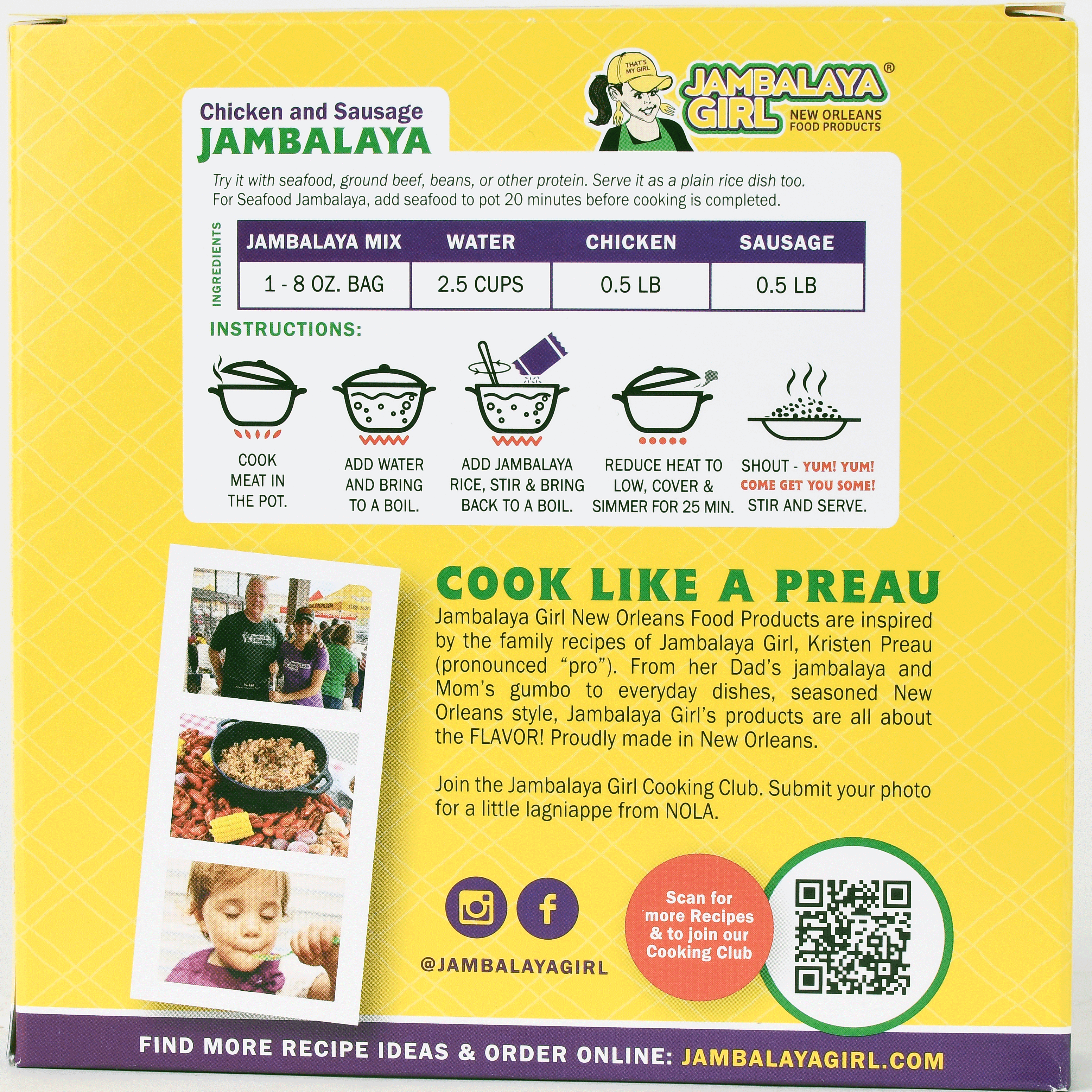 (3 pack) Jambalaya Girl Jambalaya Seasoned Rice Blend 8 oz. Packaged Meals (shelf-stable)